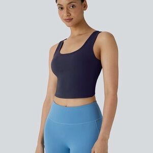 NWOT HALARA Women's Crop Top U Neck Crossover Barre Ballet Dance Tank Top